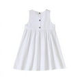 thumbnail image 1 of BESLY 2-6Y Girls Dress for Toddler Baby,Sleeveless Buttons Princess Dress Summer Kids Cotton Solid Color Casual Dress, 1 of 5