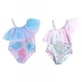 thumbnail image 1 of BESLY Baby Toddler Girls' Ruffle Bathing Suit Swimsuit UPF 50+ Beach Sport Off Shoulder One Piece Swimsuit, 1 of 4