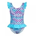 thumbnail image 1 of BESLY Girls' Beach Sport Swimsuit Floral Ruffle 1-Shoulder Bathing Suits One-Piece Swimwear, 1 of 5