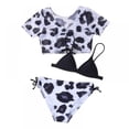 thumbnail image 1 of BESLY Little/Big Girl's 3 Piece Bikini Swimsuit Short sleeve Bathing Suit Sets with Beach Skirt, 1 of 6
