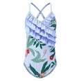 thumbnail image 1 of BESLY Little/Big Girls' Ruffle Swimsuit One Piece Bathing Suit Cute Floral Print Beauty Back Suspender Bodysuit Swimwear Beachwear, 1 of 5