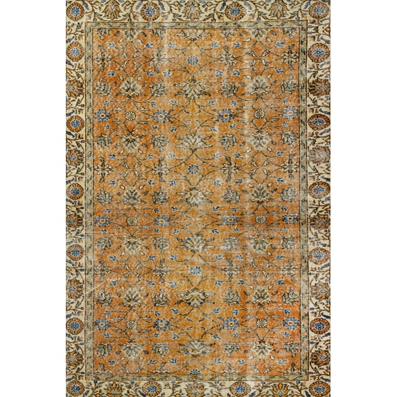 Orange Framed Area Rugs for Living Room Washable Rugs Boho Moroccan Area Rug Soft Neutral Geometric Bohemian Carpet Distressed Indoor Rug for Bedroom Dining Room Office Foldable Nonslip Rug