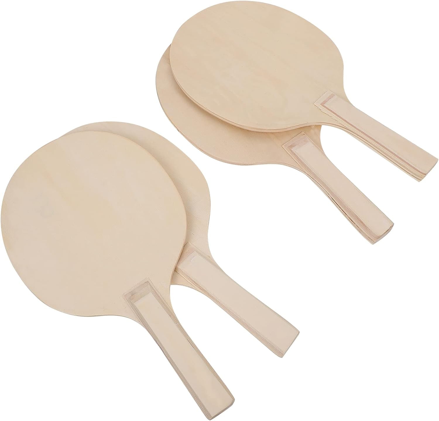 BESPORTBLE 4pcs Table Tennis Rackets DIY Blank Wood Paddles Padded Grips Sport Game