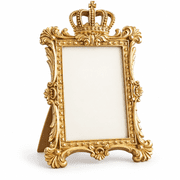ABCISI Gold Crown Picture Frame, 7 Inch Vintage Resin Photo Frame with Kickstand, Ornate Baroque Portrait Display for Family Photos, Wedding, Bedroom, Living Room and Tabletop Decor