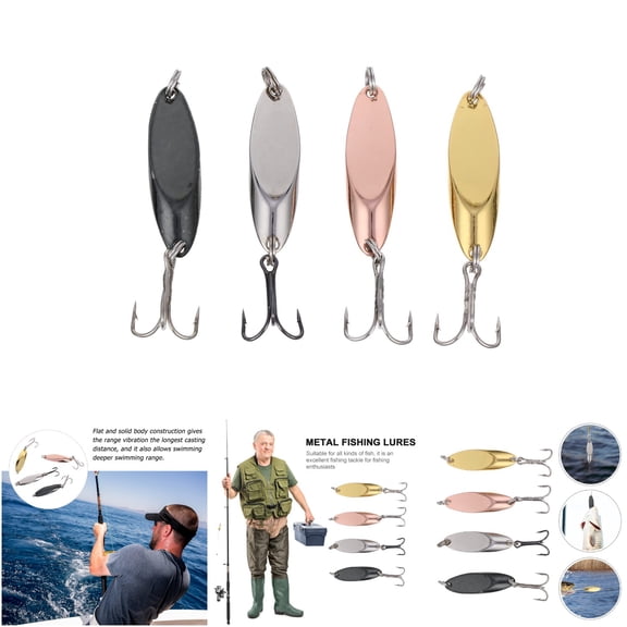 BESPORTBLE Metal Fishing Spoons 4-Pack Assorted Color for Bass Trout Saltwater Fishing