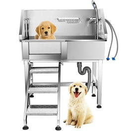DIOSMIO Dog Grooming Tub 50'' Dog Bathtub XLarge Pet Bathing Tub Stainless  Steel Dog Wash Station for Large Dogs Home Commercial with Floor Grate,  Faucet, Sliding Door