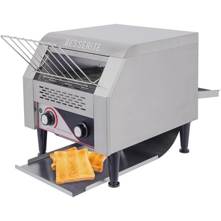 BESSERITE Commercial Conveyor Toaster, Electric Bread Toaster with 7 Speed & 3 Modes, Stainless Steel Countertop Machine for Restaurant Buffet Coffee Shop (300 Slices/Hour)