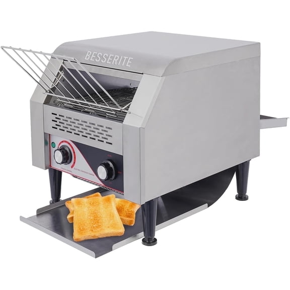 BESSERITE Commercial Conveyor Toaster, Electric Bread Toaster with 7 Speed & 3 Modes, Stainless Steel Countertop Machine for Restaurant Buffet Coffee Shop (300 Slices/Hour)