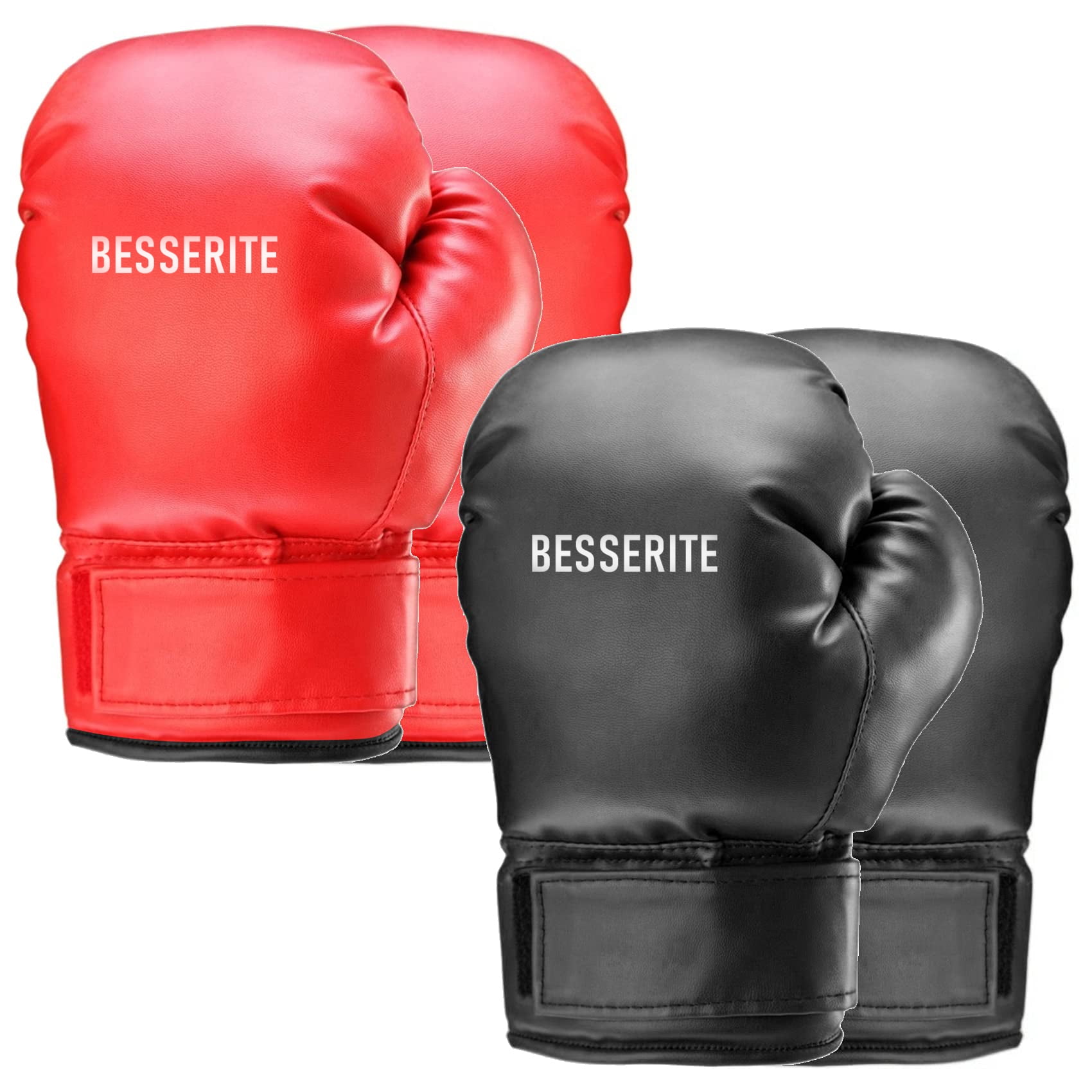 BESSERITE Youth & Adult Training Boxing Gloves Set (2 Pairs) - Protective Punch Bag Mitts for Fitness & Martial Arts