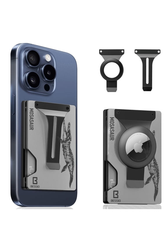 Magnetic Phone Wallet Compatible with Apple MagSafe - Metal Card Holder with AirTag Holder, RFID Blocking & Money Clip Mag Safe Wallet for iPhone 17 16 15 14 13 12 Pro Max/Pro/Plus/Mini A101