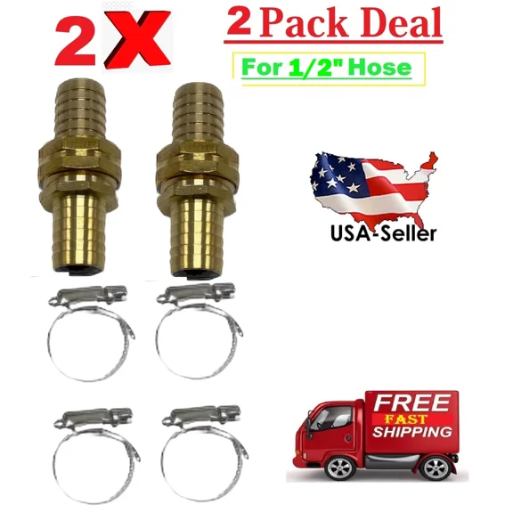 BEST- 1/2" Garden Brass Mender End Repair Kit Hose Connector Male Female (2 Pack)