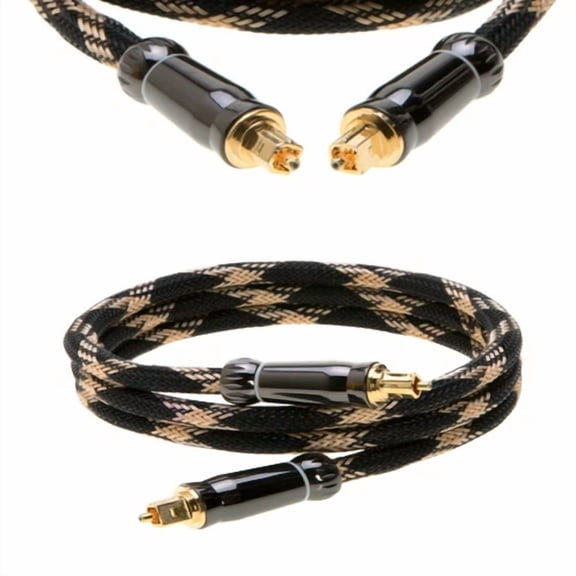 BEST- 1.5Ft Durable Mesh Nylon Digital Optical S/Pdif Fiber Toslink Audio Cable Gold