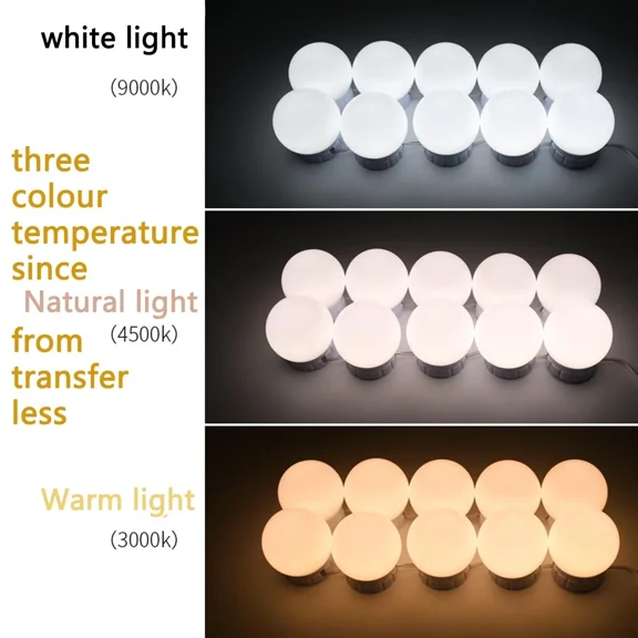BEST- 10 Led Soft And Beautiful Three Color Mirror Lamp Usb Powered On Furniture