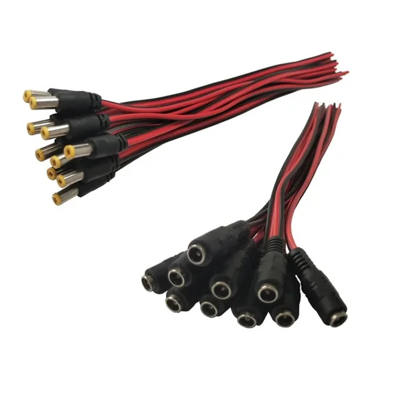 BEST- 10 Pair 12V Dc Power Pigtail Male Female 2.1Mm Security Camera Cable Plug Cctv