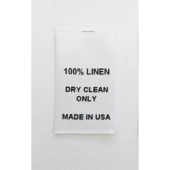 BEST- 100 Pcs White Printed Satin Clothing Sewing Care Content Label Tags - 100% Linen