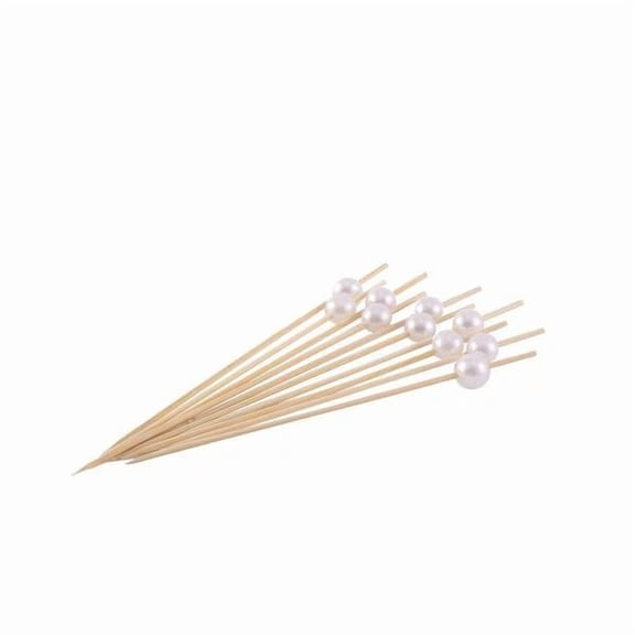 BEST- 100 Pearls 4.75" Long Natural Bamboo Party Skewers Picks Wedding Party Buffet