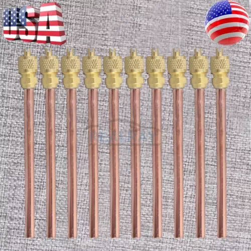 BEST- 10Pc Service/Access Valve 1/4 Sae *1/4 Od *4.65Stem Core Ac Refrigeration Kit