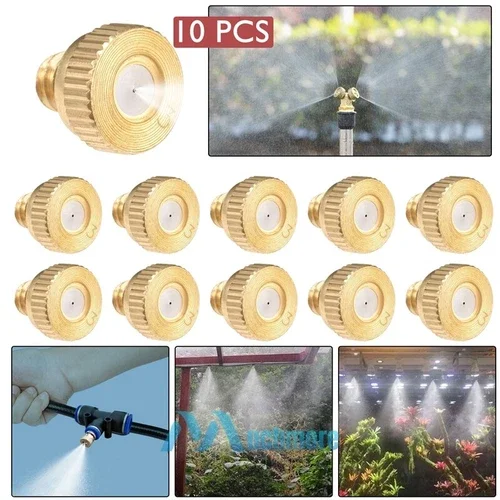 BEST- 10Pcs Brass Misting Nozzles Water Mister Sprinkle For Cooling System Garden Tool