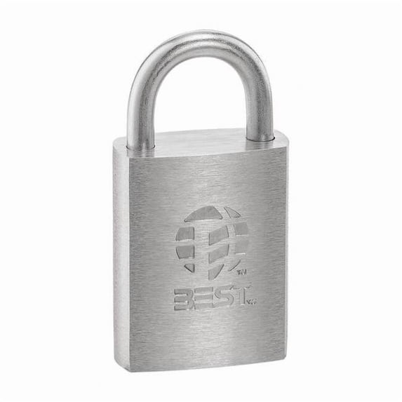 Keyed Padlock, Coreless, Standard Shackle, Rectangular Brass Body, Stainless Steel Shackle