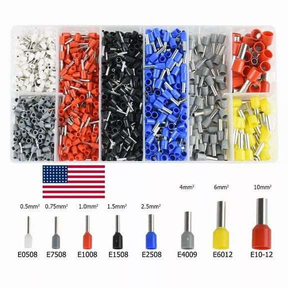 BEST- 1200Pcs Cable Cord Pin End Bootlace Ferrule Terminals Wire Crimp Connectors Set