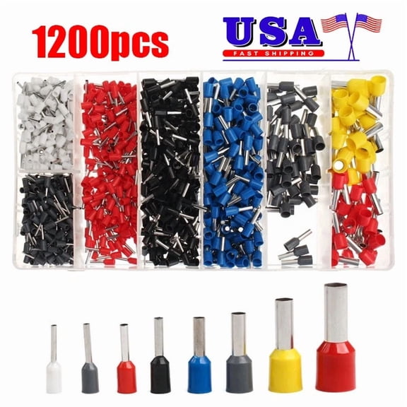 BEST- 1200Pcs Cord Pin End Bootlace Ferrule Cable Terminals Set Crimp Wire Connectors