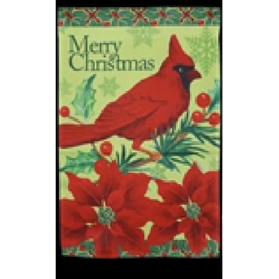 BEST- 12X18 Merry Christmas Cardinal Mistletoe Vertical Double Sided Garden Flag