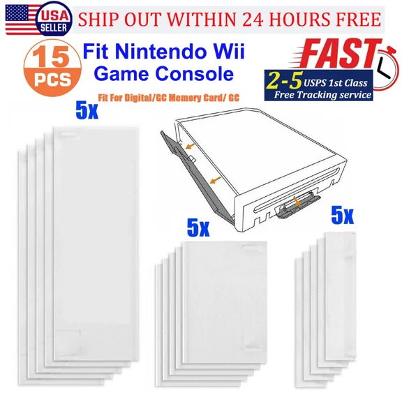 BEST- 15Pc Replacement Memory Card Door Slot Cover Lids For Nintendo Wii Game Console