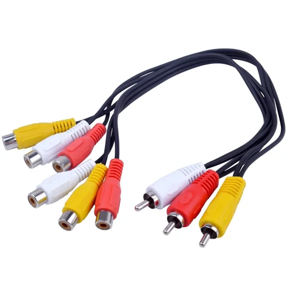 BEST- 1Ft Rca Male To Female Av Cable 3 Rca To 6 Rca Multicolored Audio Video
