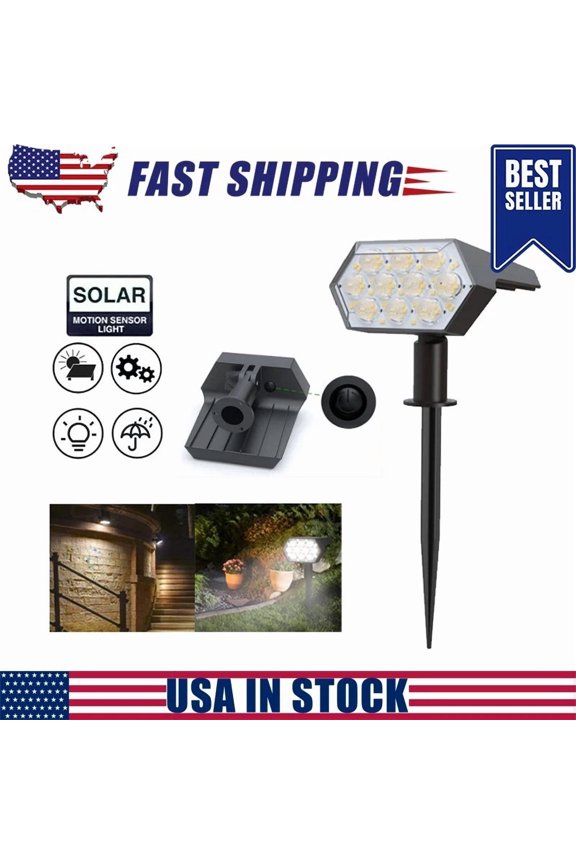BEST- 1Pc Led Solar Spot Lights Outdoor Garden Patio Security Pathway Landscape Lamp