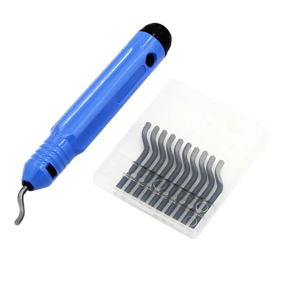 BEST- 1Set 360 Degree Rotary Deburring Tool Kit 1 Handle & 10 Hss Blades Accessories