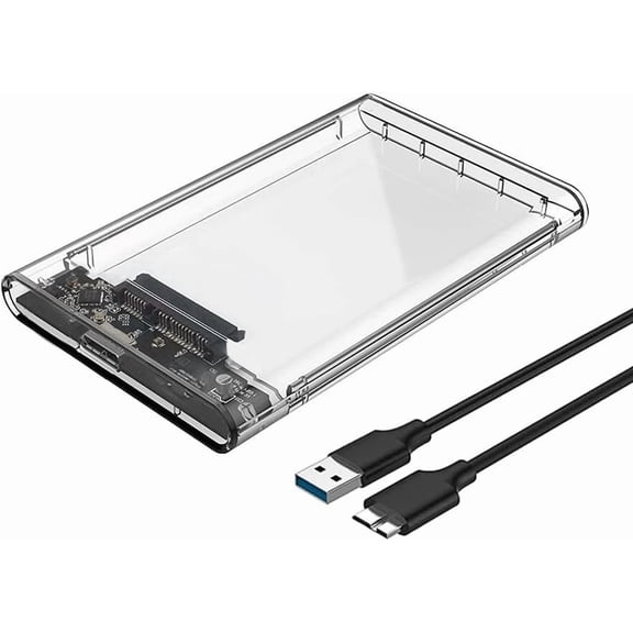 BEST- 2.5" External Hard Enclosure Sata To Usb 3.1 Tool-Free Clear Ssd & Hdd 9.5Mm 7Mm