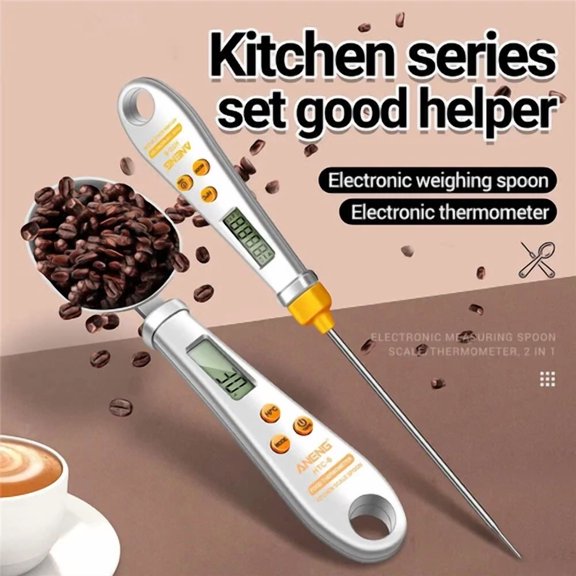 BEST- 2 In 1 Electronic Kitchen Scale Thermometer Lcd Digital Food Measuring Spoon
