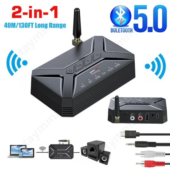 BEST- 2-In-1 Wireless Bluetooth Audio Transmitter Receiver Long Range Audio Adapter