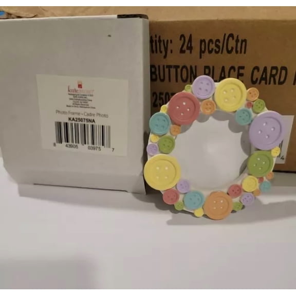 BEST- 2- Kate Aspen Round Photo Frame, Cute As A Button Baby Shower Place Card Holder