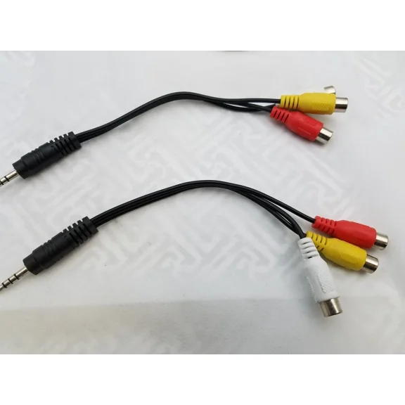 BEST- 2 (Lot) 3.5 Mm Male Plug To 3 Rca Female Jacks, 6 Inch. Av Camcorder Cable
