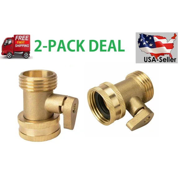 BEST- 2 Pack Garden Hose Shut Off Valve Water Faucet Connector Handy All Brass 3/4"