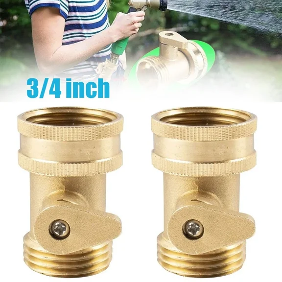 BEST- 2 Packs 3/4" Garden Hose Shut Off Valve Water Pipe Faucet Connector Solid Brass