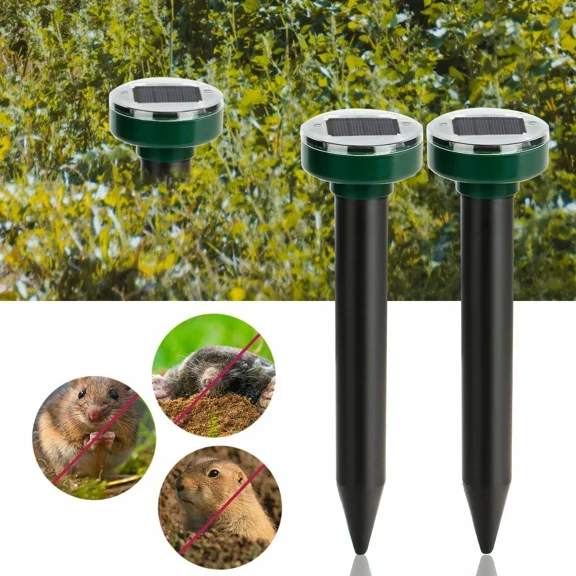 BEST- 2 Packs Animal Repeller Ultrasonic Solar Power Mole Pest Mice Outdoor Garden Usa