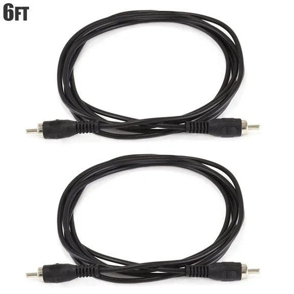 BEST- 2 Pcs 6Ft Rca Male To Male Composite Audio Cable Single Extension Cord Black