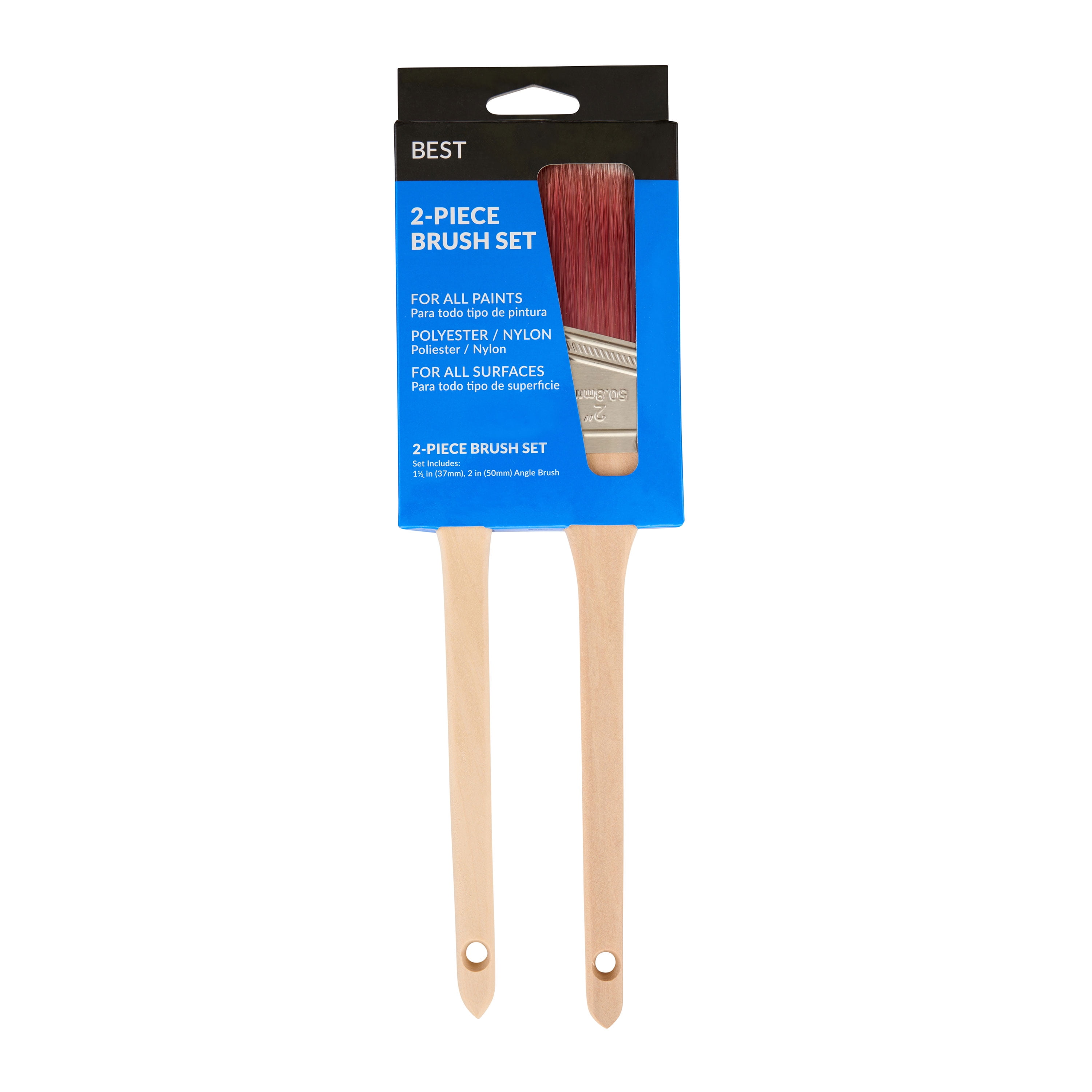BEST 2Piece PolyesterNylon Angle Brush Set (1.5" & 2")