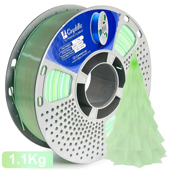 BEST- 2025 New! Green+White Pla+3D Printer Filament 1.75Mm 1.1Kg 3D Printing Filament