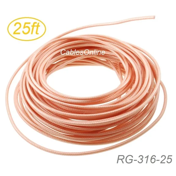 BEST- 25Ft Rg316 Bulk 50 Ohm High Temperature Coax Cable, Rg-316-25
