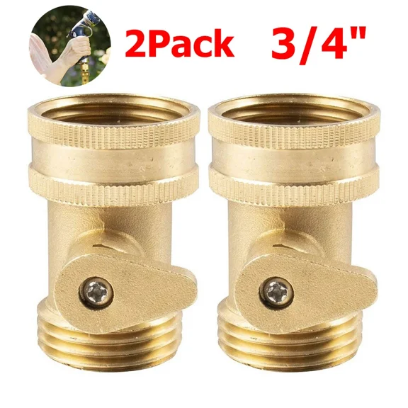BEST- 2Pack 3/4" Garden Hose Shut Off Valve Water Pipe Faucet Connector Solid Brass
