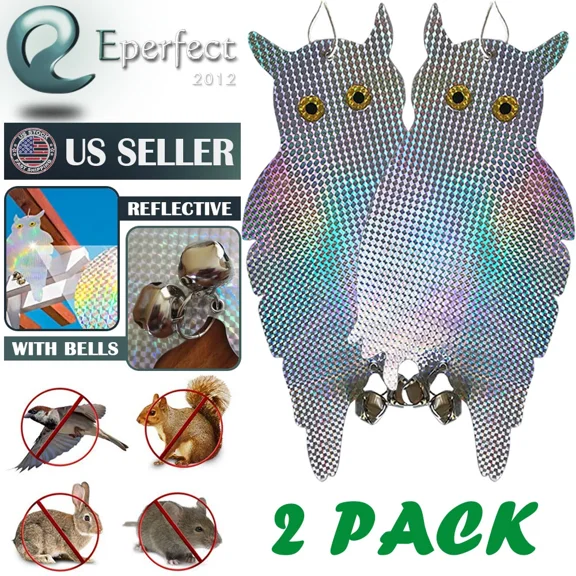 BEST- 2Pcs Bird Scare Repellent Reflective Yard Garden Hanging Device Fake Owl Decoy