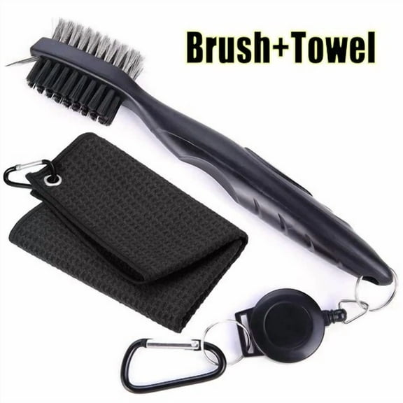 BEST- 2Pcs Golf Accessories Gift Set Club Brush Groove Cleaner With Square Towel 30Cm