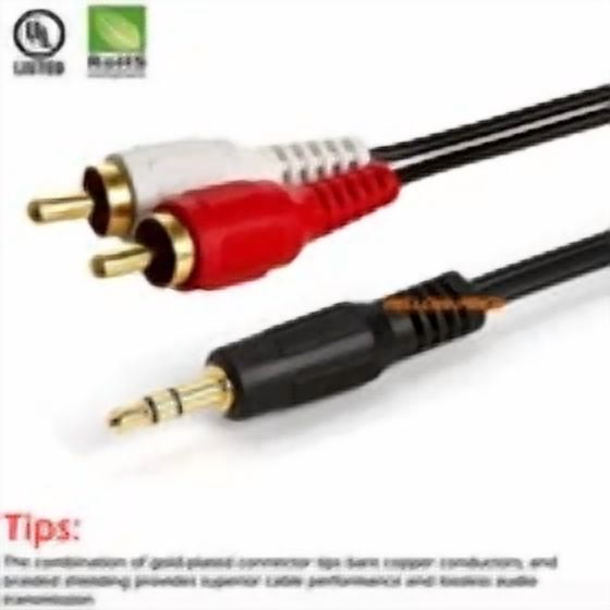 BEST- 3.5Mm Male To 2 Rca Male Jack Stereo Audio Cable, Computer Sound, 16.5Ft