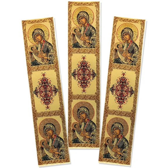 BEST- 3 Byzantine Virgin Mary Christ Icon Cloth Tapestry Bookmarks Book Marker Gifts