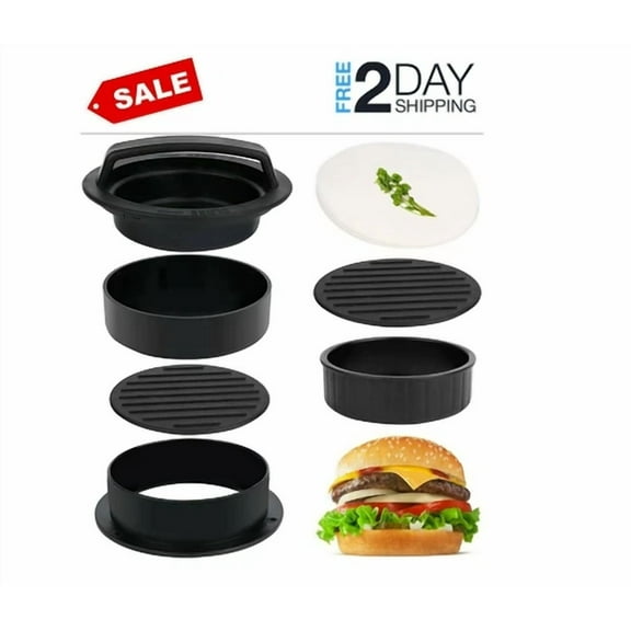 BEST- 3 In 1 Stuffed Burger Press Patty Maker Rings Molds Kit, Non Stick Stuffer New!