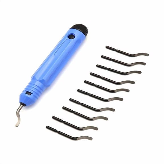 BEST- 360 Degree Rotary Deburring Tool Kit 1 Handle & 10 Hss Blades Accessories