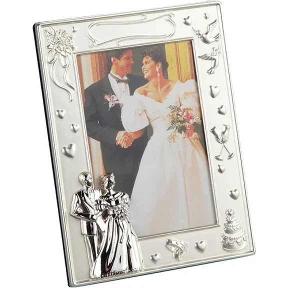 BEST- 4 X 6 Silver Wedding Frame - Picture Frame, Love, Home Decor Wedding Gift Photo